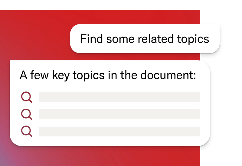 Example of asking for related topics found in the document