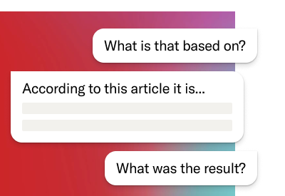 Example of engaging in a conversation with the research assistant, asking 'what is this article based on' and following up with 'can you provide citations'