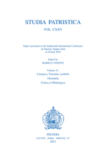 Studia Patristica. Vol. CXXV - Papers presented at the Eighteenth International Conference on Patristic Studies held in Oxford 2019