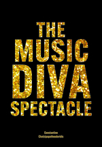 The Muisc Diva Spectacle book cover, gold sparkle print on black